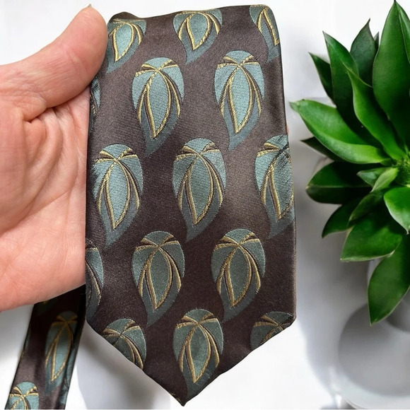 Giorgio Armani Other - 90s Vintage Giorgio Armani Cravatte Silk Necktie Abstract Leaf Brown Italy